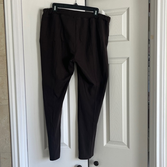 Elliott Lauren Dark Brown Slim Ankle Pants with Zippered Pockets - Picture 2 of 5